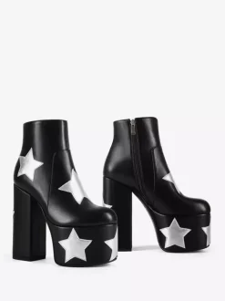 Bottines noires à plateforme et talon épais pour femme