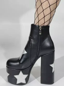 Bottines noires à plateforme et talon épais pour femme