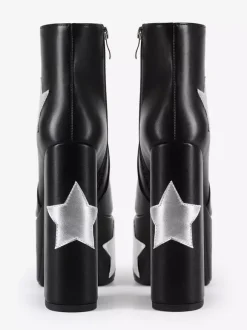 Bottines noires à plateforme et talon épais pour femme