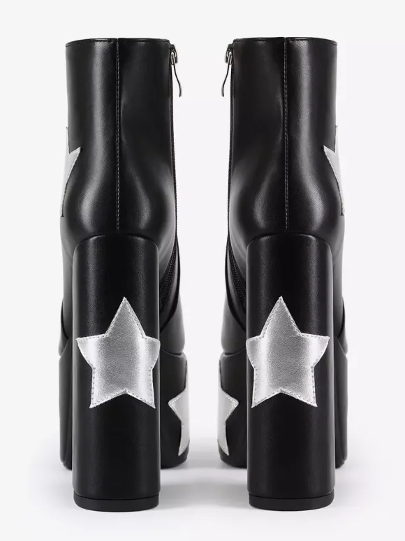 Bottines noires à plateforme et talon épais pour femme