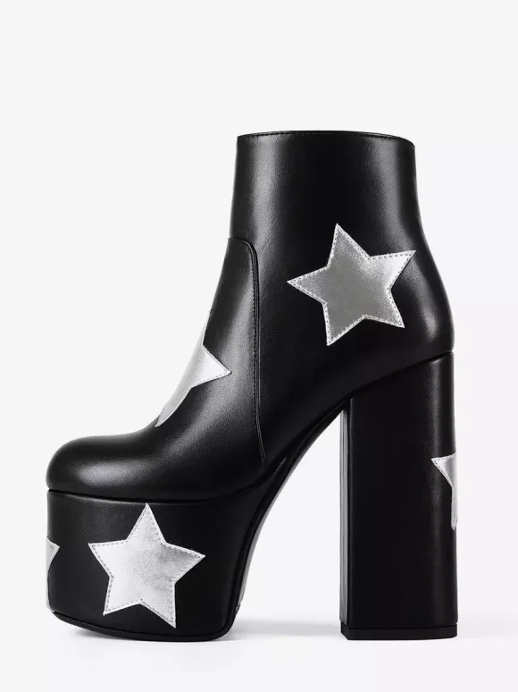Bottines noires à plateforme et talon épais pour femme