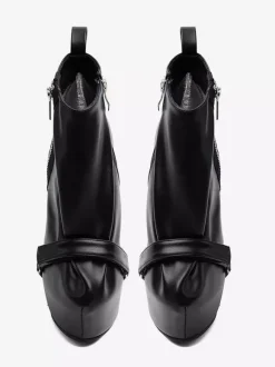 Bottines noires à plateforme pour femmes fermeture éclair talon compensé