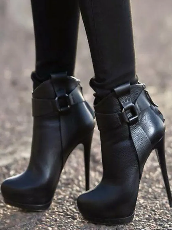 Bottines noires chaussures femme bottines à talons hauts