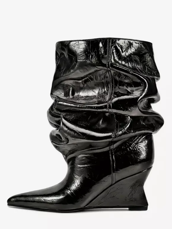Bottines pour femmes à bout pointu et talon compensé