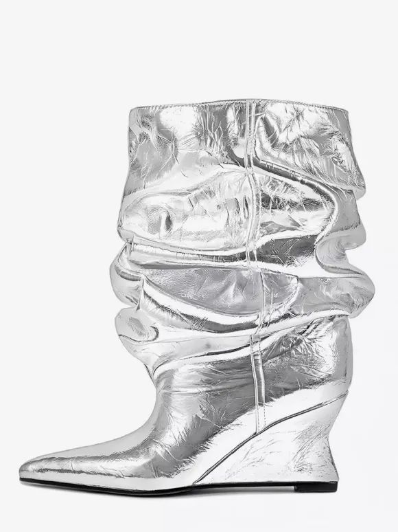 Bottines pour femmes à bout pointu et talon compensé