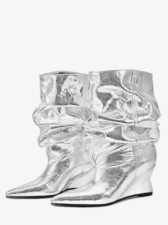 Bottines pour femmes à bout pointu et talon compensé