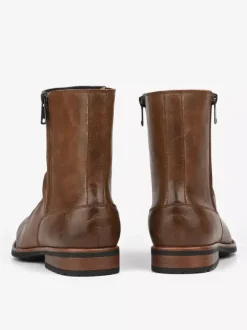 Bottines pour hommes à bout rond et fermeture éclair froncée