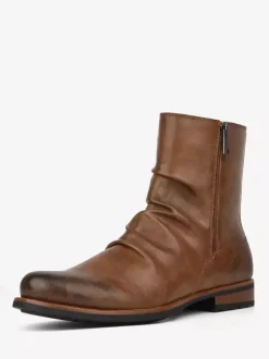 Bottines pour hommes à bout rond et fermeture éclair froncée