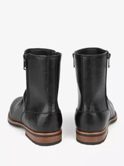 Bottines pour hommes à bout rond et fermeture éclair froncée