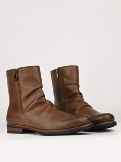 Bottines pour hommes à bout rond et fermeture éclair froncée