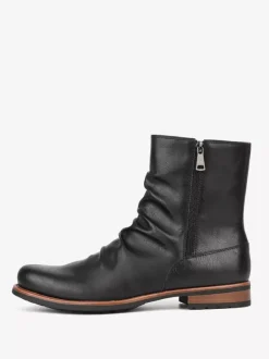 Bottines pour hommes à bout rond et fermeture éclair froncée