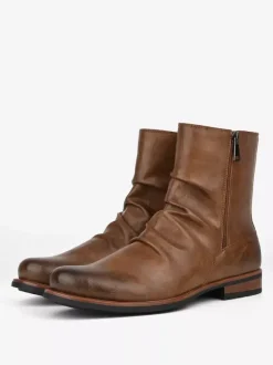 Bottines pour hommes à bout rond et fermeture éclair froncée