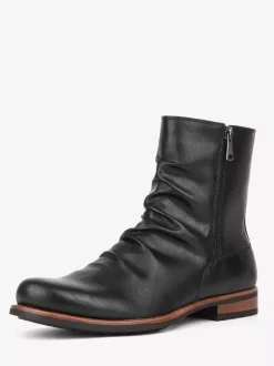 Bottines pour hommes à bout rond et fermeture éclair froncée