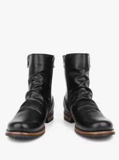 Bottines pour hommes à bout rond et fermeture éclair froncée