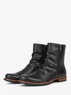 Bottines pour hommes à bout rond et fermeture éclair froncée