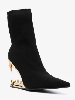 Bottines roses élastiques à bout pointu et talon élastique