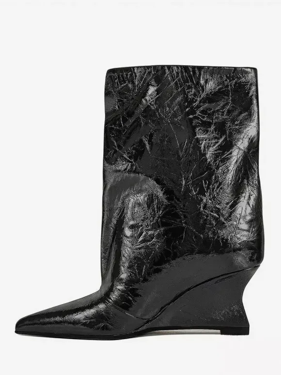 Bottines argentées à bout pointu métallisé et talon compensé bottines de soirée