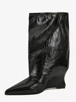 Bottines argentées à bout pointu métallisé et talon compensé bottines de soirée