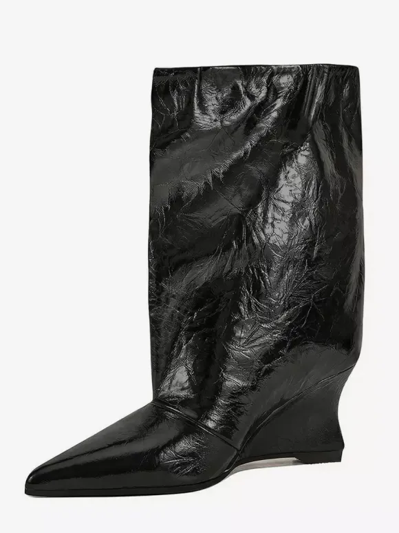 Bottines argentées à bout pointu métallisé et talon compensé bottines de soirée