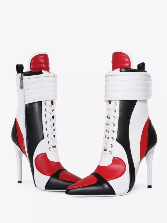 Bottines baskets pour femmes bout pointu lacets talons hauts