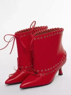 Bottines blanches à bout pointu et talon chaton pour femme