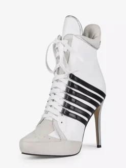 Bottines blanches à lacets et bout pointu pour femme