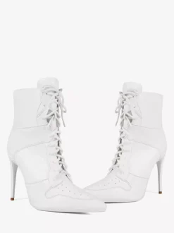 Bottines blanches à lacets et bout pointu pour femme