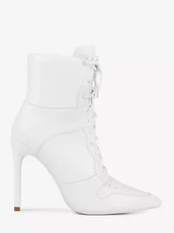 Bottines blanches à lacets et bout pointu pour femme