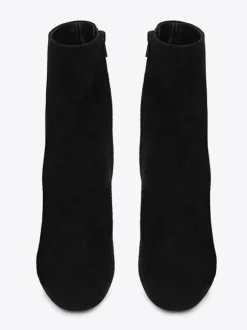Bottines à bout pointu en daim noir à talons blocs chaussures