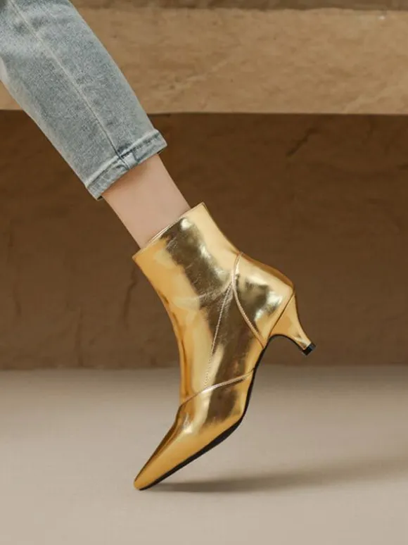Bottines à bout pointu et talon chaton chaussures femmes