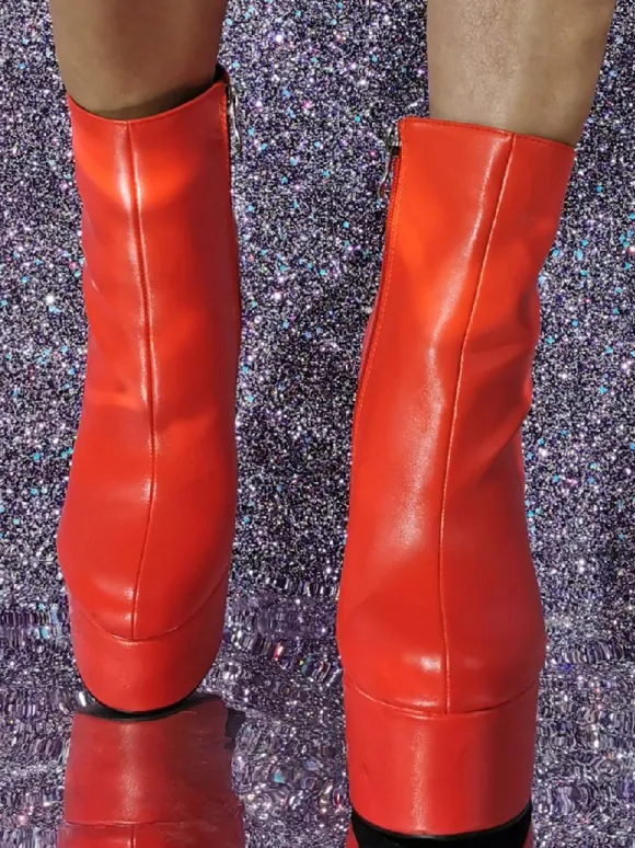 Bottines à bout rond et talon épais pour femmes