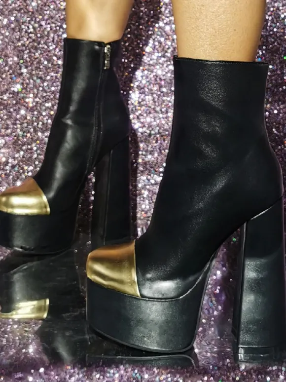 Bottines à bout rond et talon épais pour femmes
