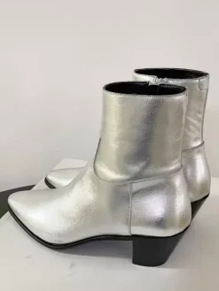 Bottines Chelsea argentées à bout pointu pour homme bottines de mariage de bal