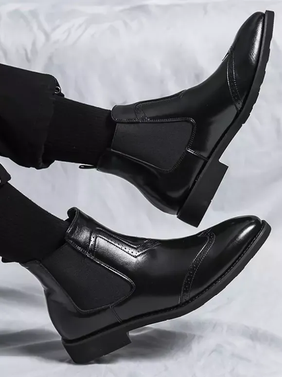 Bottines Chelsea à bout pointu et talon bas pour homme