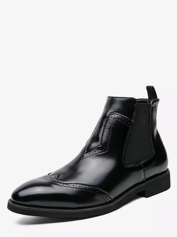 Bottines Chelsea à bout pointu et talon bas pour homme