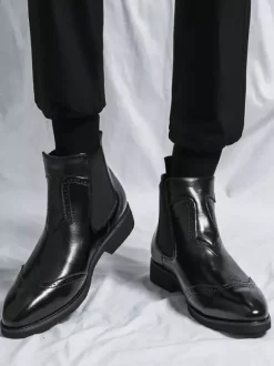 Bottines Chelsea à bout pointu et talon bas pour homme