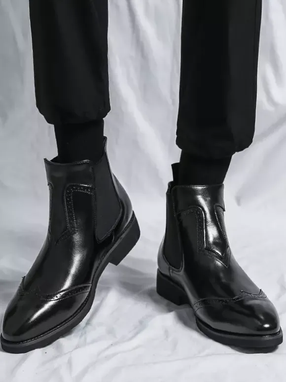 Bottines Chelsea à bout pointu et talon bas pour homme