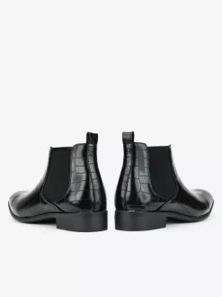 Bottines Chelsea marron pour homme bout rond motif pierre