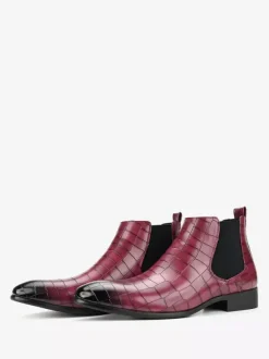 Bottines Chelsea marron pour homme bout rond motif pierre