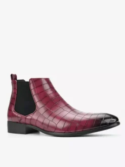 Bottines Chelsea marron pour homme bout rond motif pierre