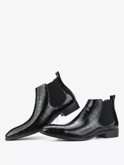 Bottines Chelsea marron pour homme bout rond motif pierre
