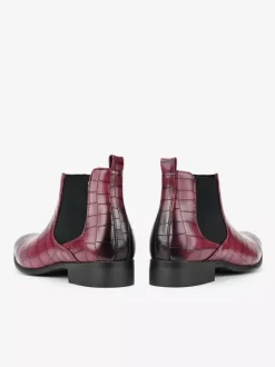 Bottines Chelsea marron pour homme bout rond motif pierre