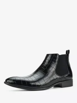 Bottines Chelsea marron pour homme bout rond motif pierre