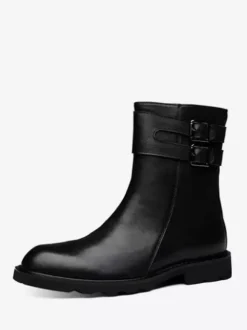 Bottines Chelsea pour hommes en cuir de vachette chic noires à enfiler