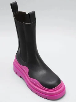 Bottines Chelsea pour hommes bottines à enfiler à bout rond et à finitions en caoutchouc pneus verts