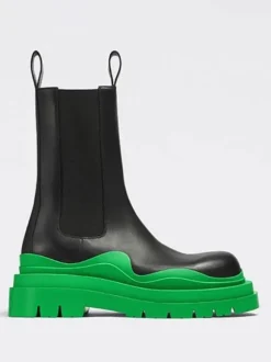 Bottines Chelsea pour hommes bottines à enfiler à bout rond et à finitions en caoutchouc pneus verts