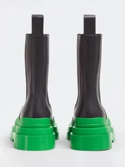 Bottines Chelsea pour hommes bottines à enfiler à bout rond et à finitions en caoutchouc pneus verts