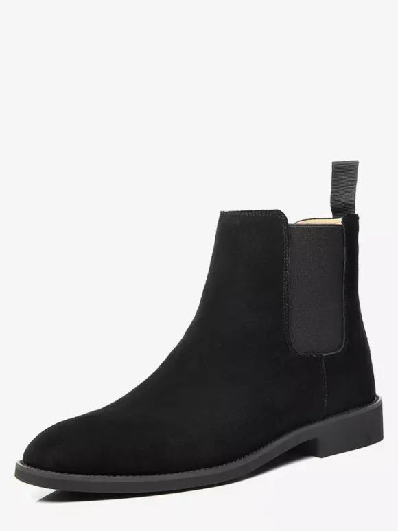 Bottines Chelsea pour hommes chaussures décontractées en daim et cuir à bandage élastique
