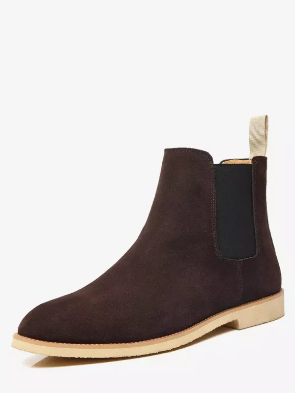 Bottines Chelsea pour hommes chaussures décontractées en daim et cuir à bandage élastique