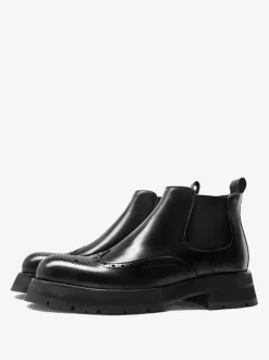 Bottines Chelsea pour homme semelle épaisse bout rond style richelieu en cuir bottines rehaussantes